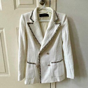 Zara Basic Collection white tweed blazer